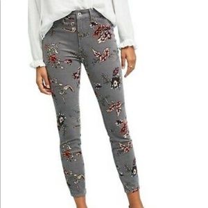 Anthropology corduroy Floral Skinny’s